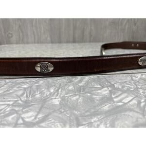 AML 3000 Brown Top Grain Oil Tan Leather Golf Sports Belt Silver Club Oval Sz 42
